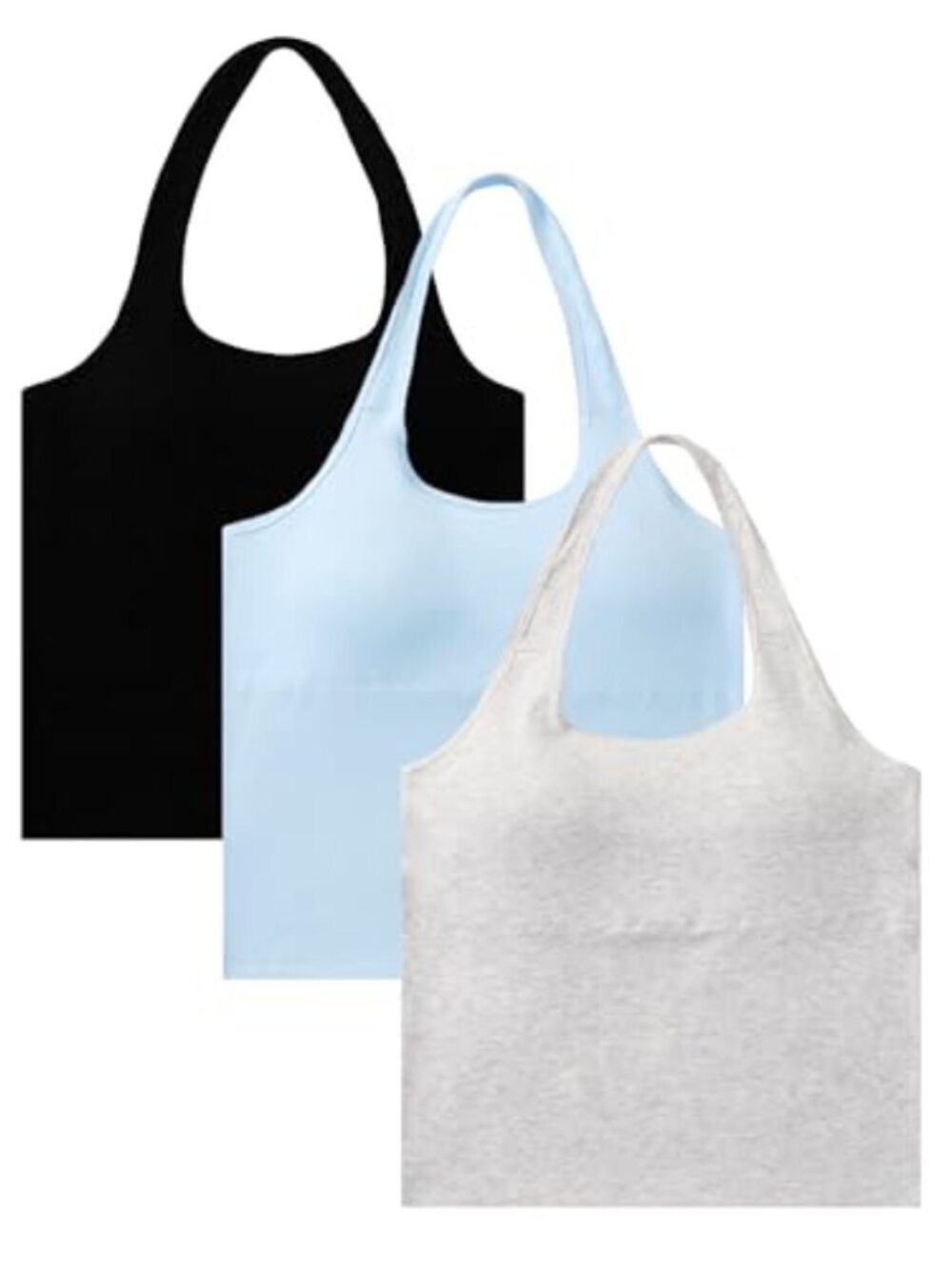 Girls Halter Neck Crop Top 3-Pack with Pads Sleeveless Backless Athletic Basic